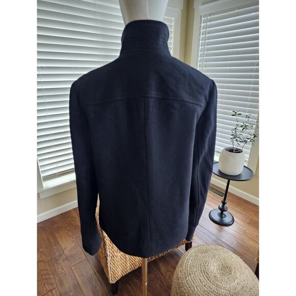 Old Navy Women’s Black Two Button Open Front Wool Long Pea Coat NWT Women's M - Picture 3 of 10